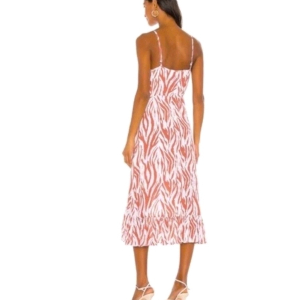 Rails Revolve Frida Rust Zebra Ruffle Wrap Midi Dress NWT XS - Picture 3 of 10